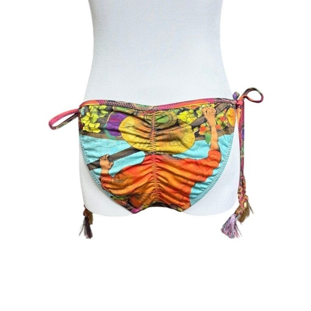 Agua Bendita Floating Market Vietnam Bikini Swim Bottom LARGE Beaded‎ Tassels